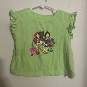 DISNEY Classic Short Sleeve with‎ Ruffles Princess T Shirt Green Girl's Size 4